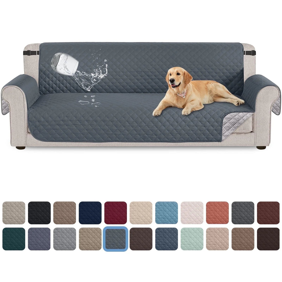 100% Waterproof Sofa Cover Non Slip Couch Cover Machine Washable Slipcover Leakproof Furniture Protector for Dogs Kids Pets, Dark Gray, Sofa - PetOhPets