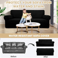 100% Waterproof Sofa Cover Non Slip Couch Cover Stretch Slipcover Leakproof Couch Protector for Kids Dogs Cats Pets, Black, Loveseat - PetOhPets