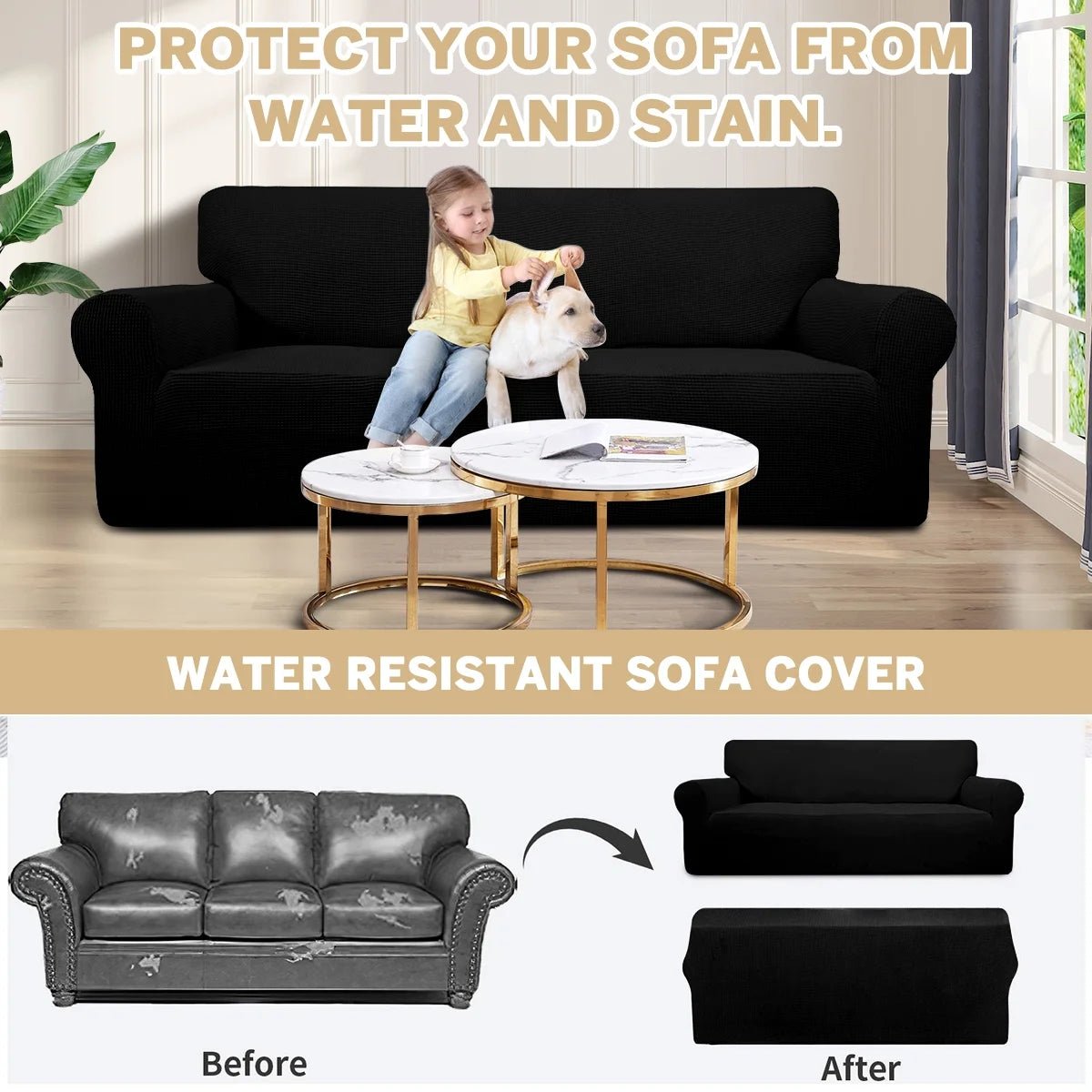 100% Waterproof Sofa Cover Non Slip Couch Cover Stretch Slipcover Leakproof Couch Protector for Kids Dogs Cats Pets, Black, Loveseat - PetOhPets