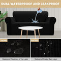 100% Waterproof Sofa Cover Non Slip Couch Cover Stretch Slipcover Leakproof Couch Protector for Kids Dogs Cats Pets, Black, Loveseat - PetOhPets