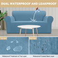 100% Waterproof Sofa Cover Non Slip Couch Cover Stretch Slipcover Leakproof Couch Protector for Kids Dogs Cats Pets, Dust Blue, Sofa - PetOhPets