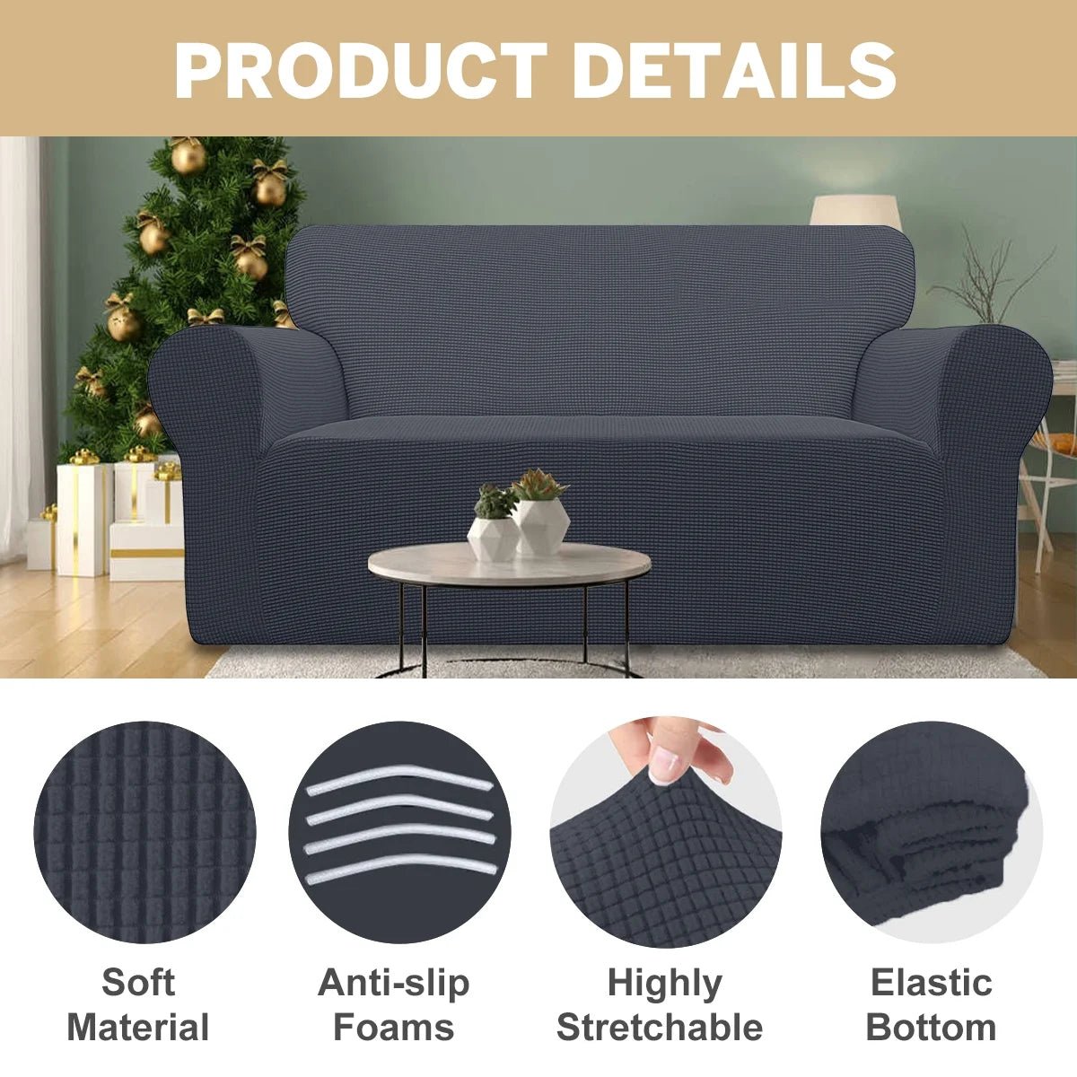 100% Waterproof Sofa Cover – Non - Slip Couch Protector for Kids, Dogs & Pets – Stretchable, Leakproof Loveseat Slipcover in Dark Gray - PetOhPets