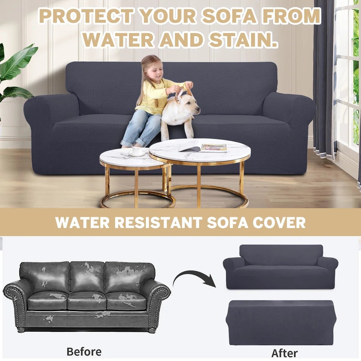 100% Waterproof Sofa Cover – Non - Slip Couch Protector for Kids, Dogs & Pets – Stretchable, Leakproof Slipcover for Chairs in Gray - PetOhPets