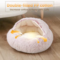 Dog Bed Cuddle Cat Bed Donut Small Pet Medium Cover Washable Clearance Snuggler Soft Plush Attached Blanket round (23.6In Pink)