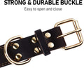 Leather Dog Collar, Genuine Heavy Duty Wide Dog Collar for Small,Medium,Large and Extra Large Dog (S: 0.8