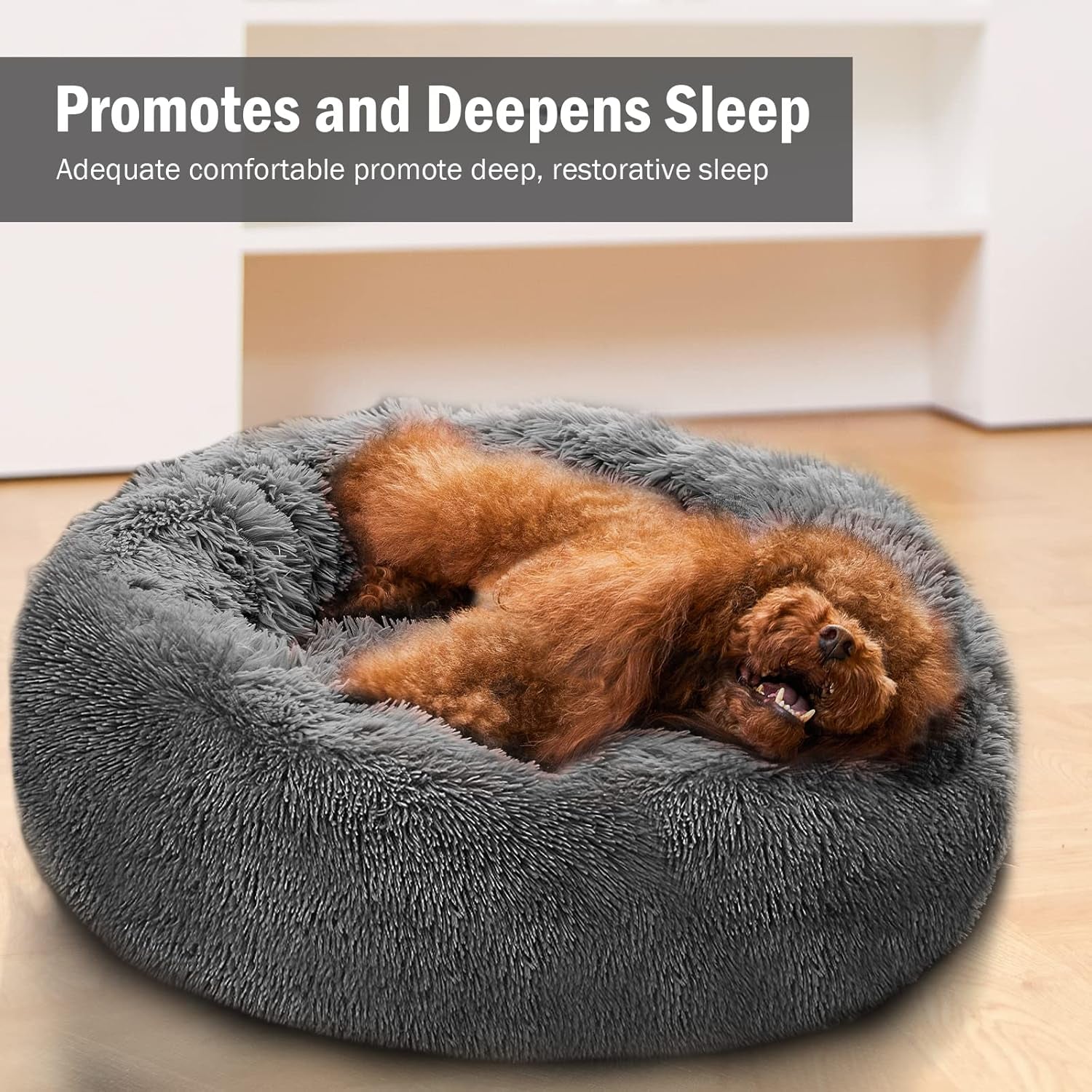 Calming Dog Bed and Cat Bed, anti Anxiety Pet Bed Dog Mat round Fluffy Dog Bed for Large Pets, Cat Beds for Indoor Cats, Comfortable Warm and Washable Dog Beds for Large Dogs (24"/28"/32")