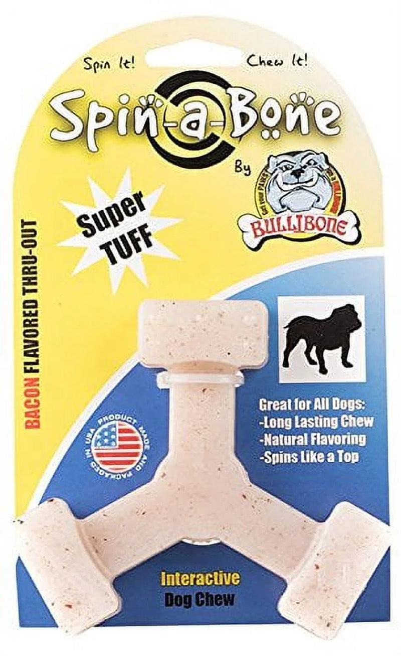 Spin-A-Bone Dog Chew Toy with Bacon Flavor for Dental Health