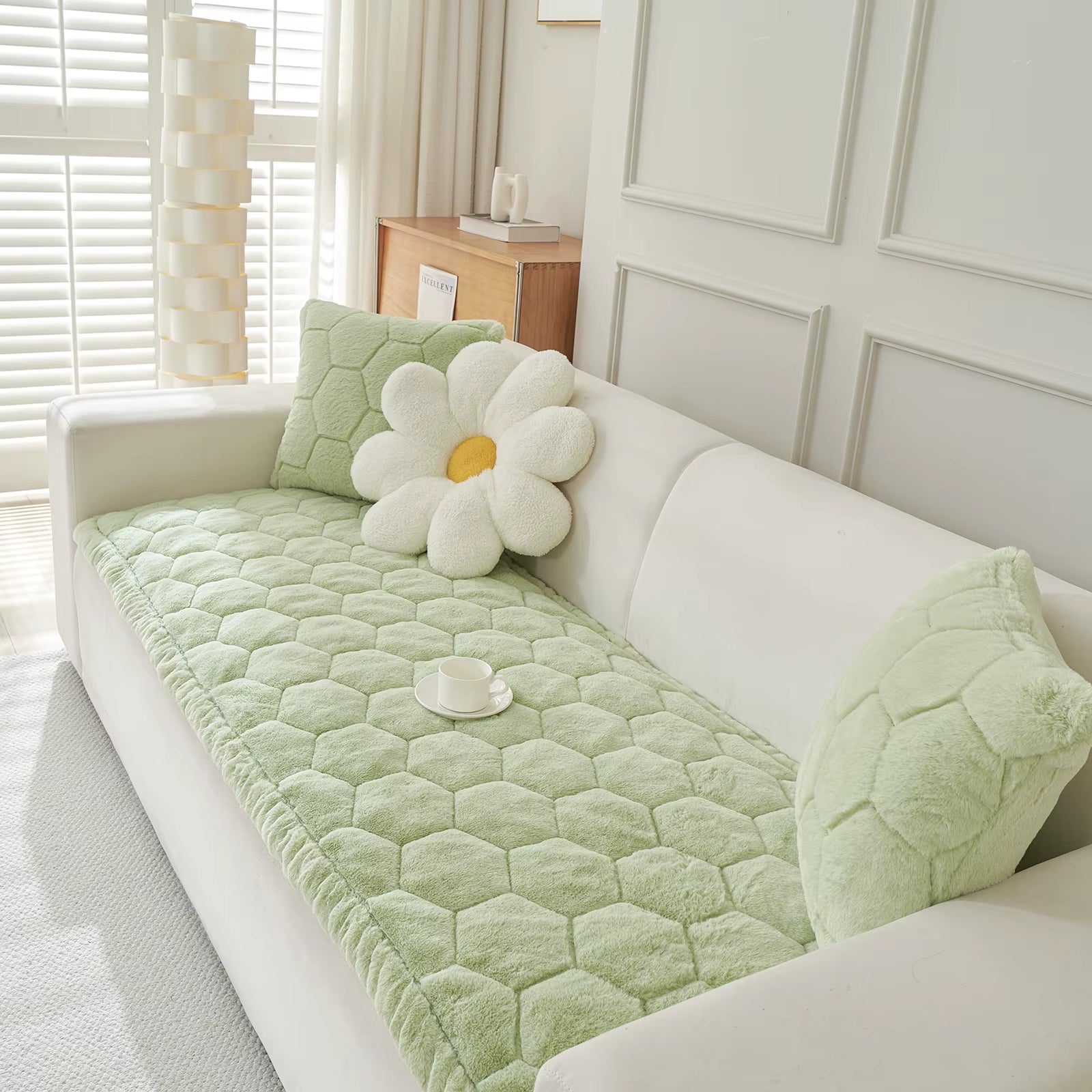 Plush Sofa Cushion Winter Thickened Sofa Cover Universal Cushion Sofa Cover Anti-Cat Scratch Sofa Towel for Living Room