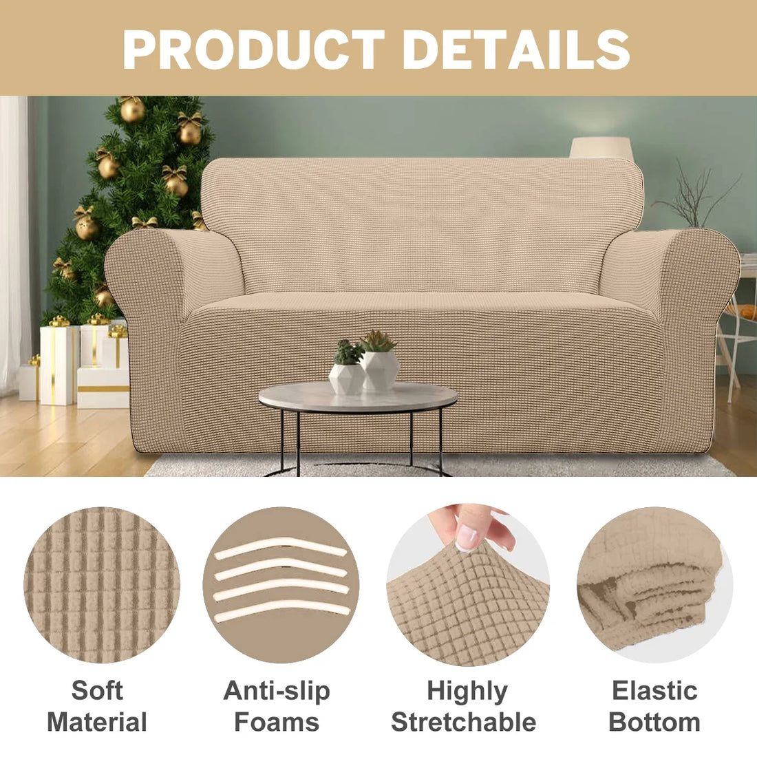 100% Waterproof Sofa Cover Non Slip Couch Cover Stretch Slipcover Leakproof Couch Protector for Kids Dogs Cats Pets, Leather Color, Chair