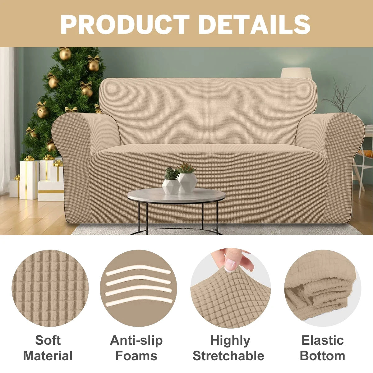 100% Waterproof Sofa Cover Non Slip Couch Cover Stretch Slipcover Leakproof Couch Protector for Kids Dogs Cats Pets, Leather Color, Chair