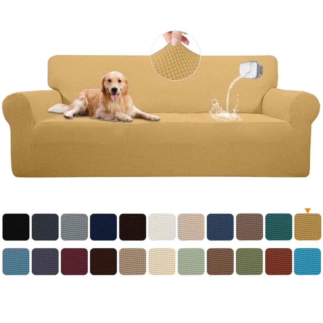100% Waterproof Sofa Cover Non Slip Couch Cover Stretch Slipcover Leakproof Couch Protector for Kids Dogs Cats Pets, Ginger, Sofa