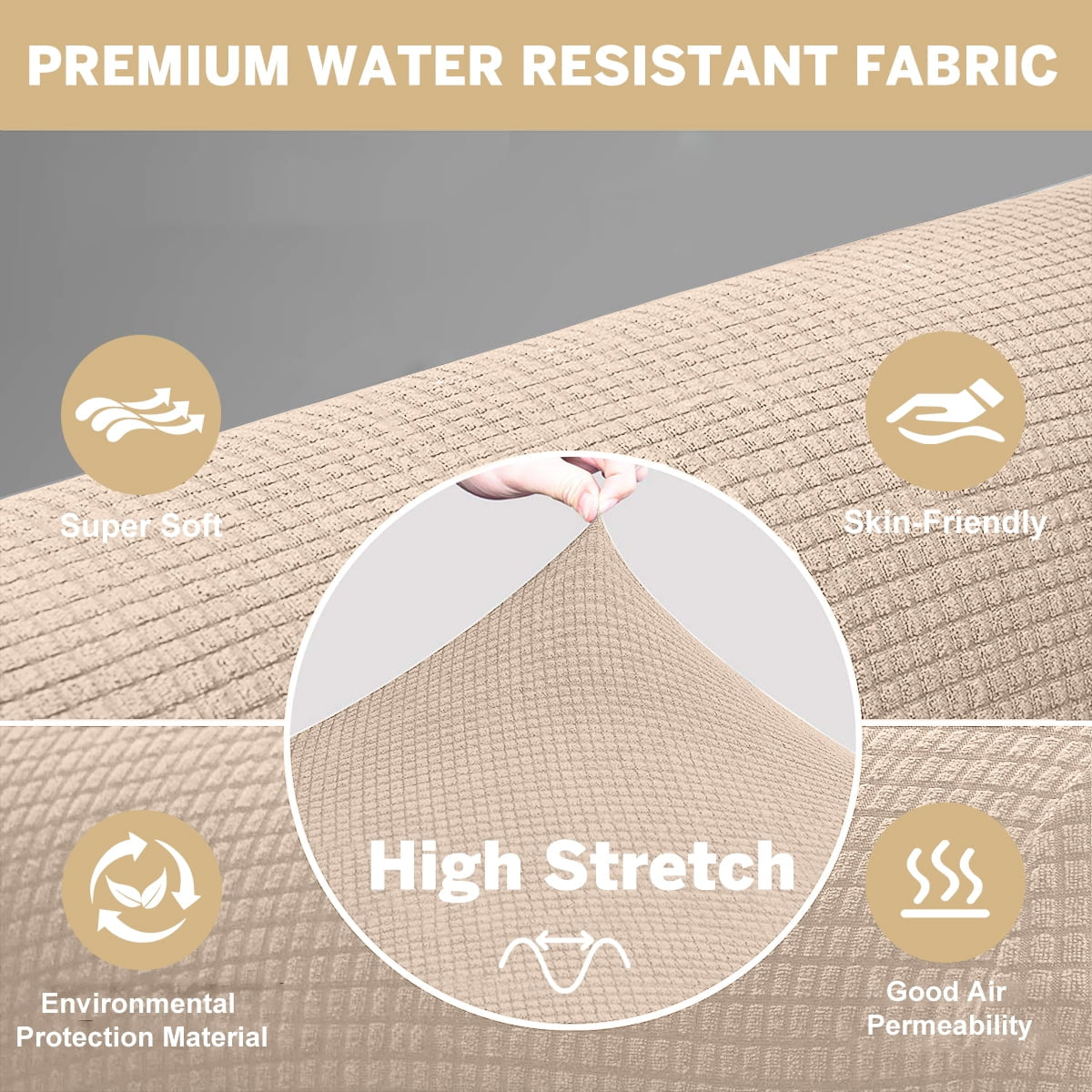 100% Waterproof Sofa Cover Non Slip Couch Cover Stretch Slipcover Leakproof Couch Protector for Kids Dogs Cats Pets, Taupe, Sofa