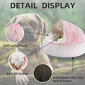 Dog Bed Cuddle Cat Bed Donut Small Pet Medium Cover Washable Clearance Snuggler Soft Plush Attached Blanket round (23.6In Pink)