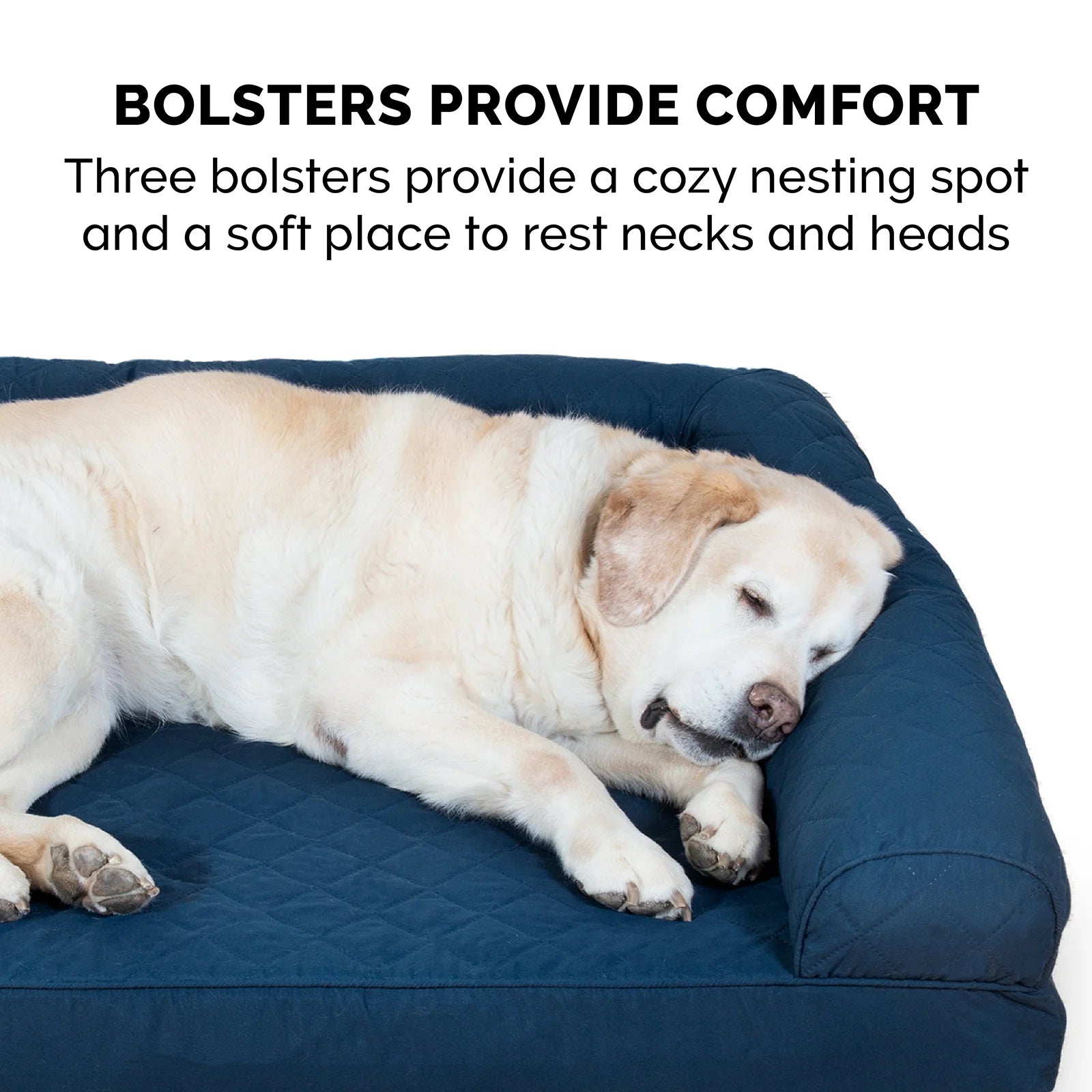 Pet Products Quilted Orthopedic Sofa Pet Bed for Dogs & Cats - Navy, Large