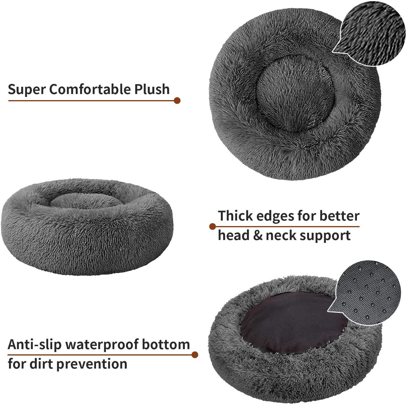 Calming Dog Bed and Cat Bed, anti Anxiety Pet Bed Dog Mat round Fluffy Dog Bed for Large Pets, Cat Beds for Indoor Cats, Comfortable Warm and Washable Dog Beds for Large Dogs (24"/28"/32")