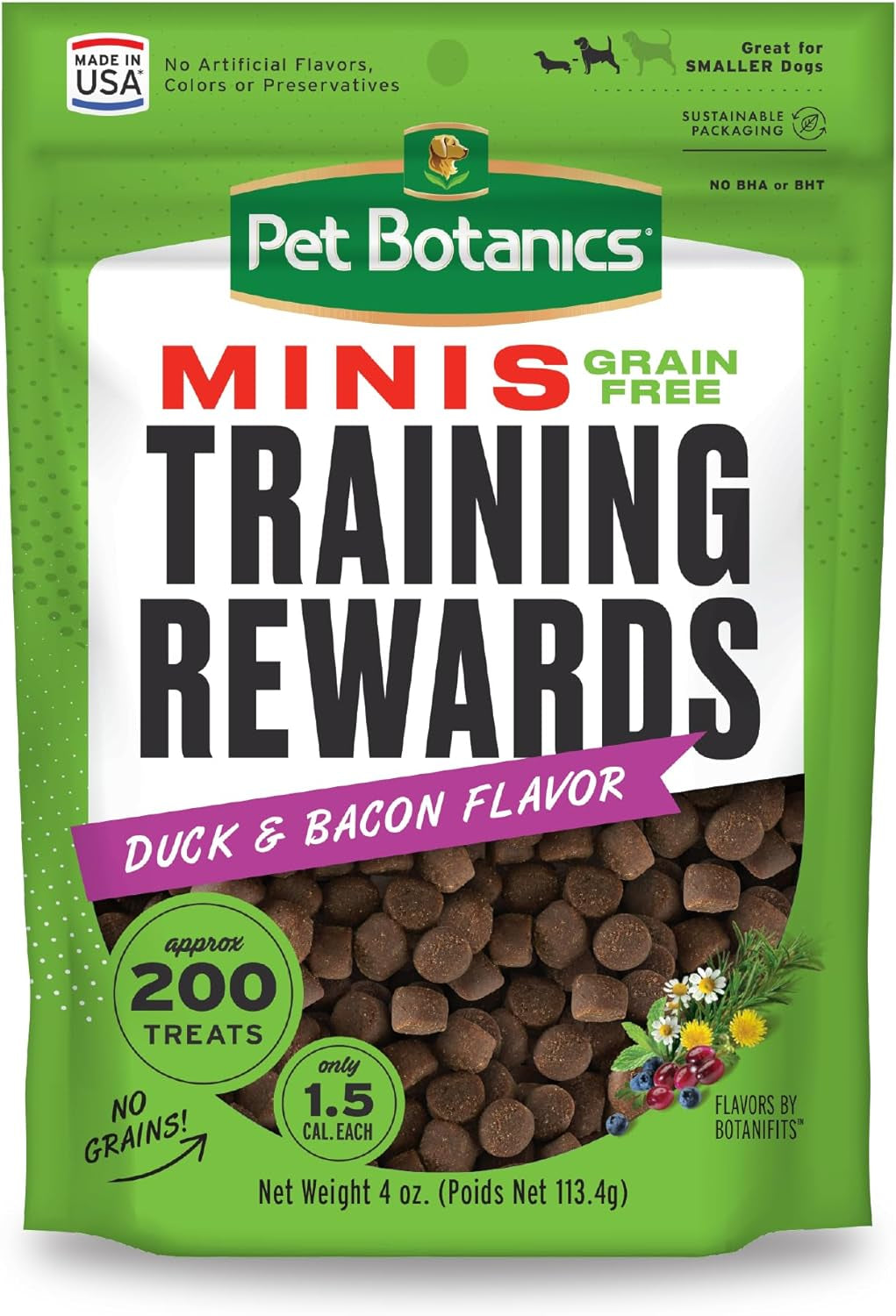 4 Oz. Pouch Training Reward Mini Soft & Chewy, Duck and Bacon Flavor, with 200 Treats per Bag, the Choice of Top Trainers