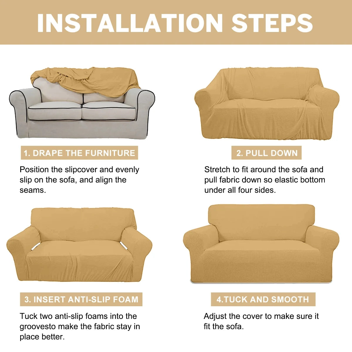 100% Waterproof Sofa Cover Non Slip Couch Cover Stretch Slipcover Leakproof Couch Protector for Kids Dogs Cats Pets, Ginger, Sofa