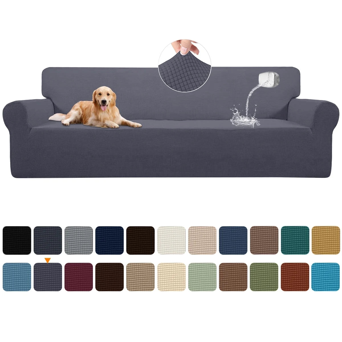 100% Waterproof Sofa Cover Non Slip Couch Cover Stretch Slipcover Leakproof Couch Protector for Kids Dogs Cats Pets, Gray, Oversized Sofa