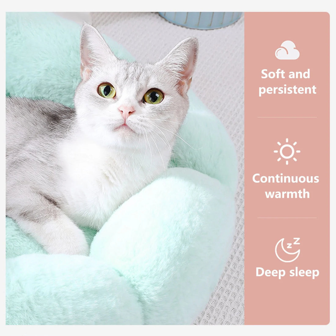 Medium Winter Warm Pet Bed with Soft Cushion, Solid