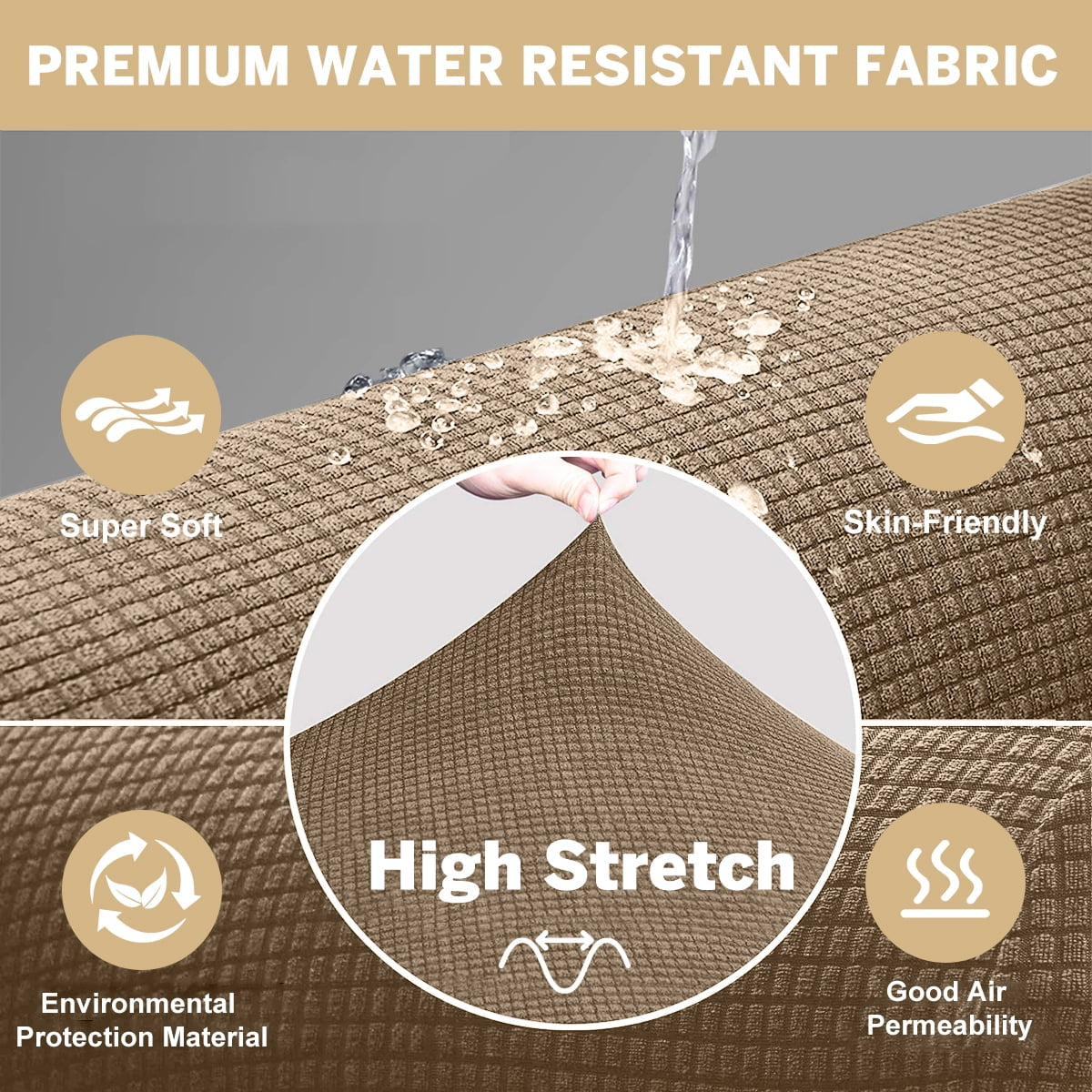 100% Waterproof Sofa Cover Non Slip Couch Cover Stretch Slipcover Leakproof Couch Protector for Kids Dogs Cats Pets, Leather Color, Chair