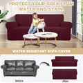 100% Waterproof Sofa Cover Non Slip Couch Cover Stretch Slipcover Leakproof Couch Protector for Kids Dogs Cats Pets, Wine Red, Sofa
