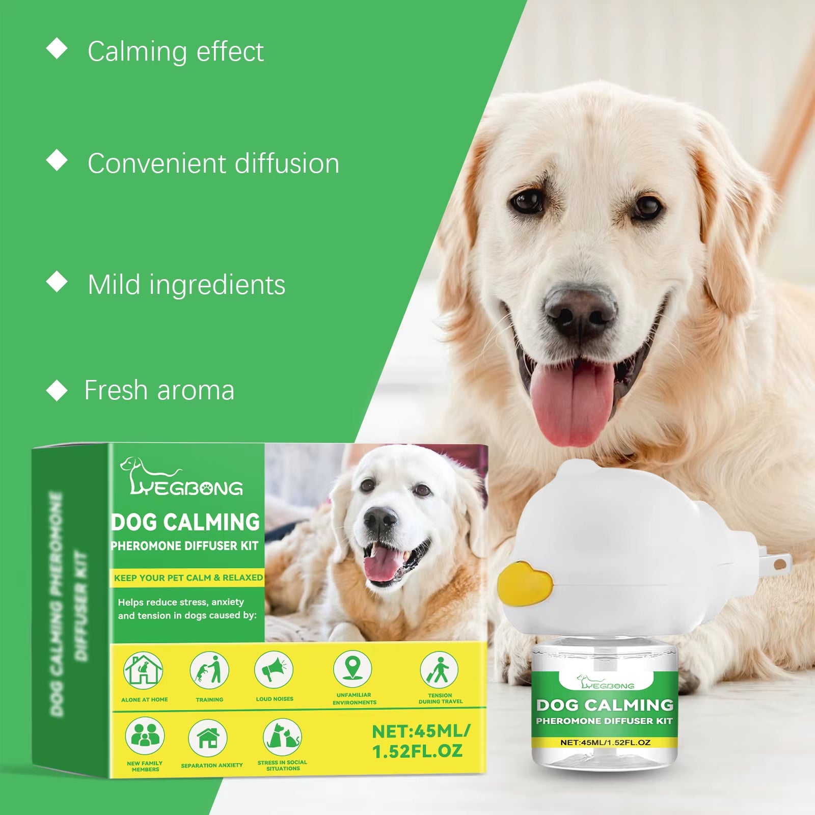 Dog Calming Diffuser Kit - for Relieving Pet Anxiety & Easing Stress in New Home Environments