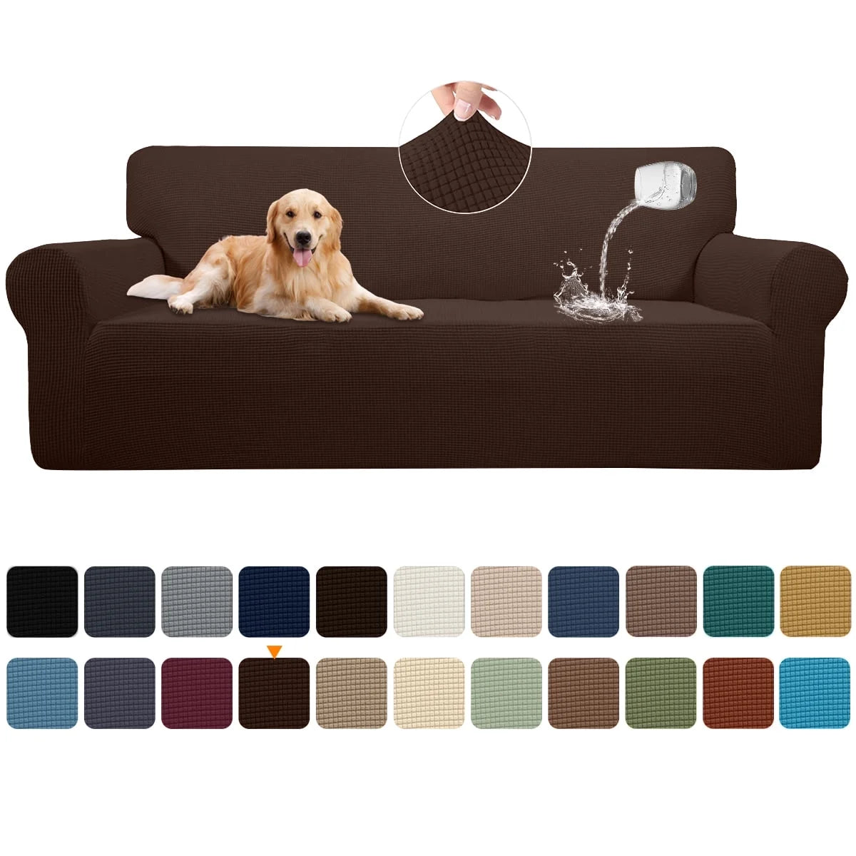 100% Waterproof Sofa Cover Non Slip Couch Cover Stretch Slipcover Leakproof Couch Protector for Kids Dogs Cats Pets, Coffee, Sofa
