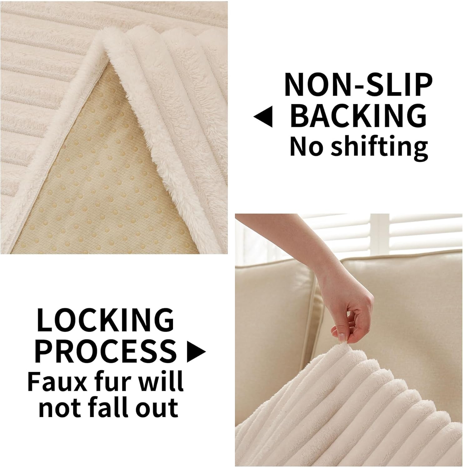 Waterproof Couch Cover for Dogs Washable,Faux Fur Pet Couch Covers for Sofa,Soft Dog Bed Cover Non-Slip Couch Covers for 3 Cushion Couch Sofa Pet Friendly (Off White, 35" X 74")