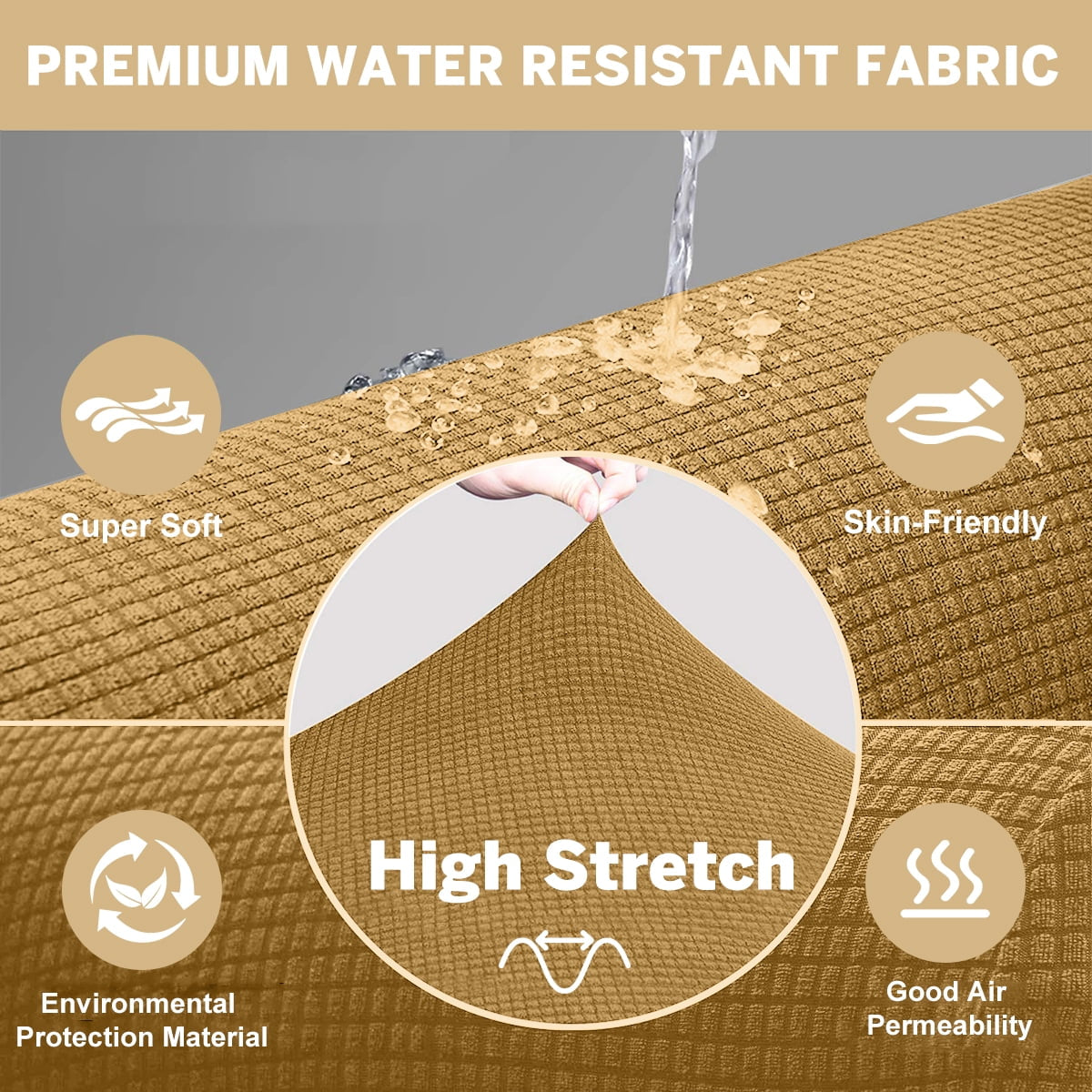 100% Waterproof Sofa Cover Non Slip Couch Cover Stretch Slipcover Leakproof Couch Protector for Kids Dogs Cats Pets, Ginger, Sofa