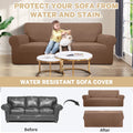 100% Waterproof Sofa Cover Non Slip Couch Cover Stretch Slipcover Leakproof Couch Protector for Kids Dogs Cats Pets, Light Coffee, Oversized Sofa