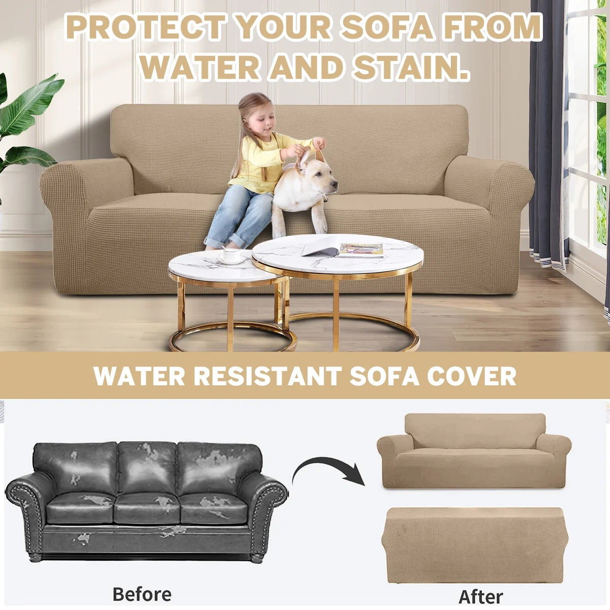 100% Waterproof Sofa Cover Non Slip Couch Cover Stretch Slipcover Leakproof Couch Protector for Kids Dogs Cats Pets, Leather Color, Chair