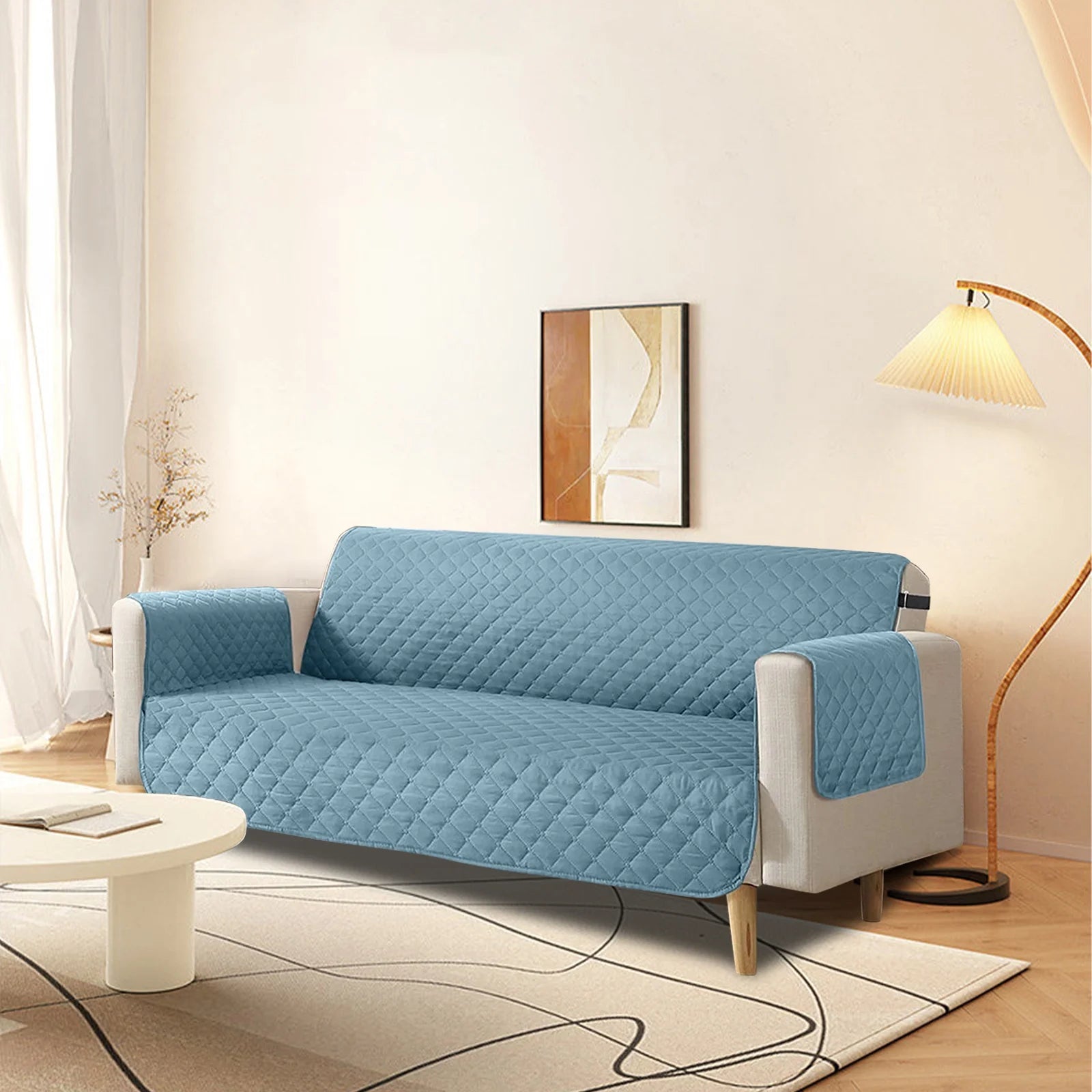 100% Waterproof Sofa Cover anti Slip Couch Cover Machine Washable Slipcover Leakproof Furniture Protector for Dogs Kids Pets, Light Blue, Chair