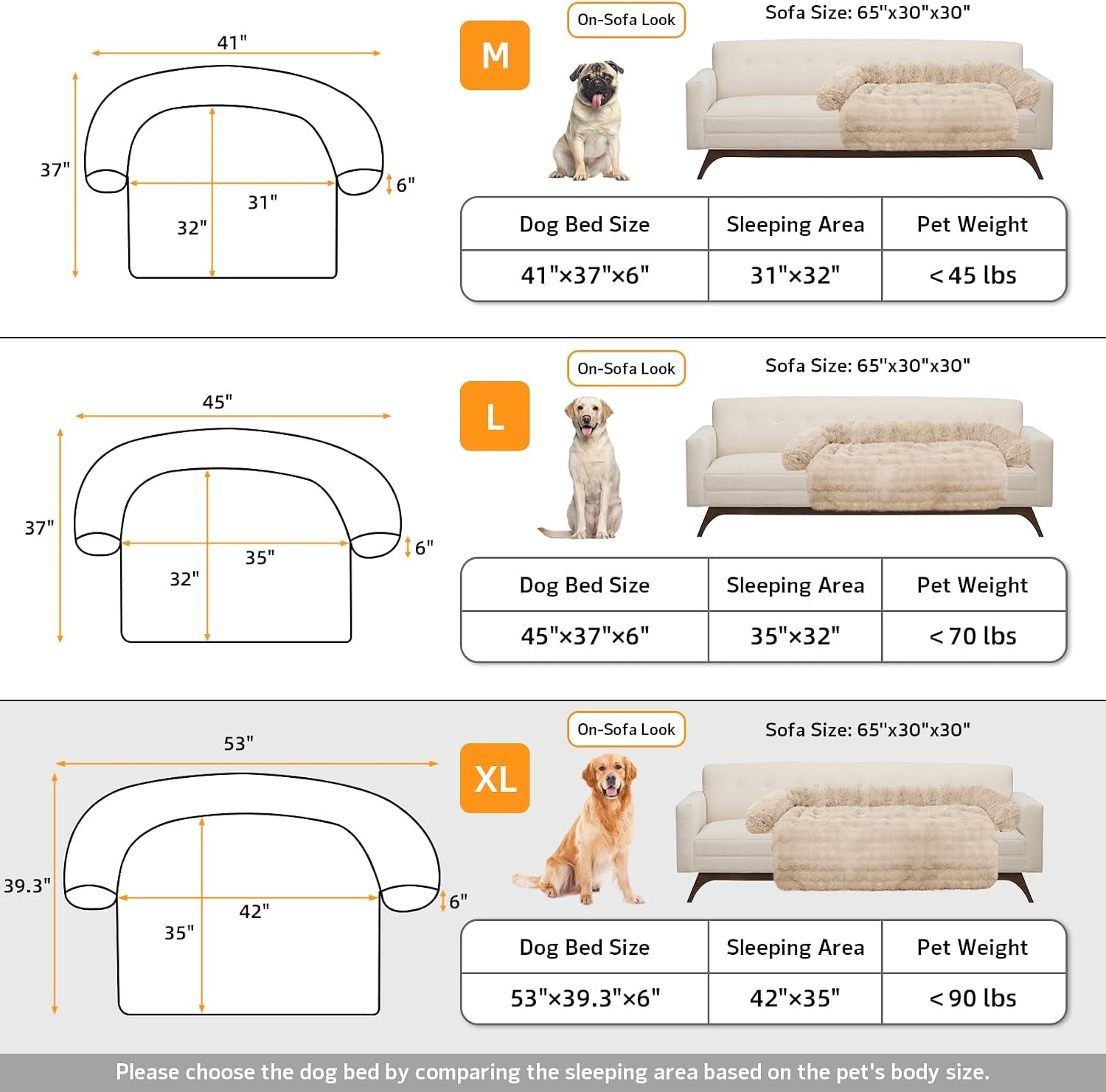 Dog Couch Cover Calming Plush Dog Bed Mat for Furniture Sofa Protector Washable Removable Cover for Large Medium Small Dogs and Cats Dark Khaki XL