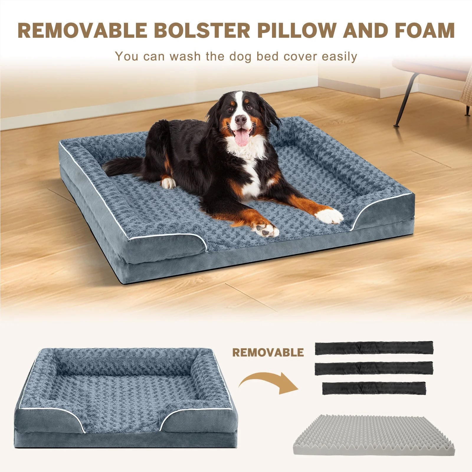 Dog Bed for Extra Large Dogs Waterproof Orthopedic Dog Sofa Bed Non Slip Pet Couch with Removable Washable Cover Supportive Foam M to Xxl,Dark Gray