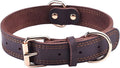 Leather Dog Collar, Genuine Heavy Duty Wide Dog Collar for Small,Medium,Large and Extra Large Dog (S: 0.8