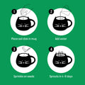Black cat ceramic planter mug for growing fresh cat grass indoors