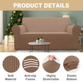 100% Waterproof Sofa Cover Non Slip Couch Cover Stretch Slipcover Leakproof Couch Protector for Kids Dogs Cats Pets, Light Coffee, Oversized Sofa