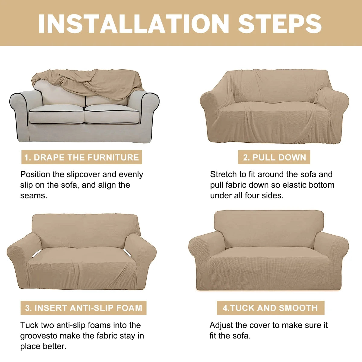 100% Waterproof Sofa Cover Non Slip Couch Cover Stretch Slipcover Leakproof Couch Protector for Kids Dogs Cats Pets, Leather Color, Chair