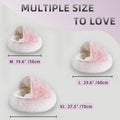 Dog Bed Cuddle Cat Bed Donut Small Pet Medium Cover Washable Clearance Snuggler Soft Plush Attached Blanket round (23.6In Pink)