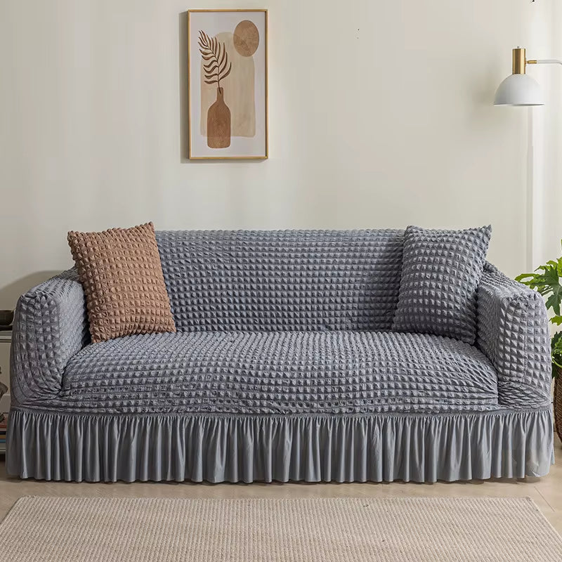 High Elastic Bubble Grid Sofa Cover 1/2/3/4 with Skirt Hem, All Season Universal Pet anti Dirt Couch Covers for Living Room