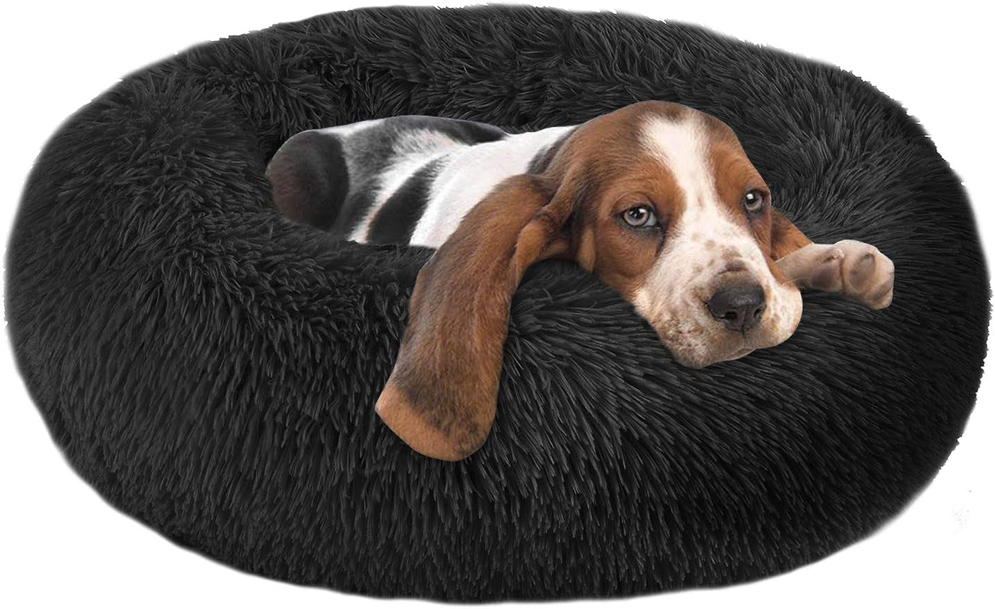 Calming Dog & Cat Bed, Donut Cuddler - round Bed for Small to Large Dogs & Cats, Raised Rim, Machine Washable (Up to 25/35/55/100Lbs) - PetOhPets