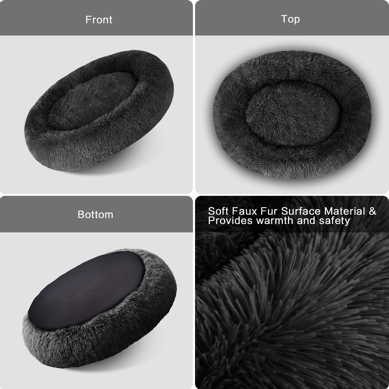 Calming Dog & Cat Bed, Donut Cuddler - round Bed for Small to Large Dogs & Cats, Raised Rim, Machine Washable (Up to 25/35/55/100Lbs) - PetOhPets