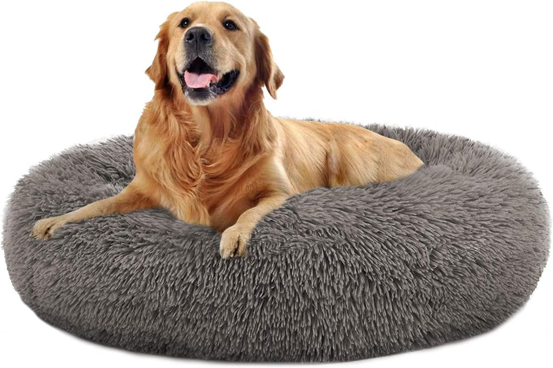 Calming Donut Pet Bed, Faux Fur Self - Warming Cuddler, Comfortable round Plush Dog & Cat Beds for Large, Medium Dogs and Cats (24''/32''/36''/44'') - PetOhPets