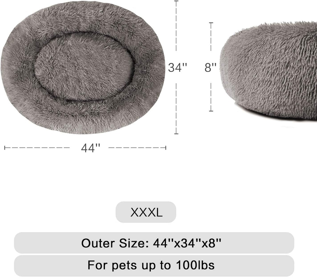 Calming Donut Pet Bed, Faux Fur Self - Warming Cuddler, Comfortable round Plush Dog & Cat Beds for Large, Medium Dogs and Cats (24''/32''/36''/44'') - PetOhPets