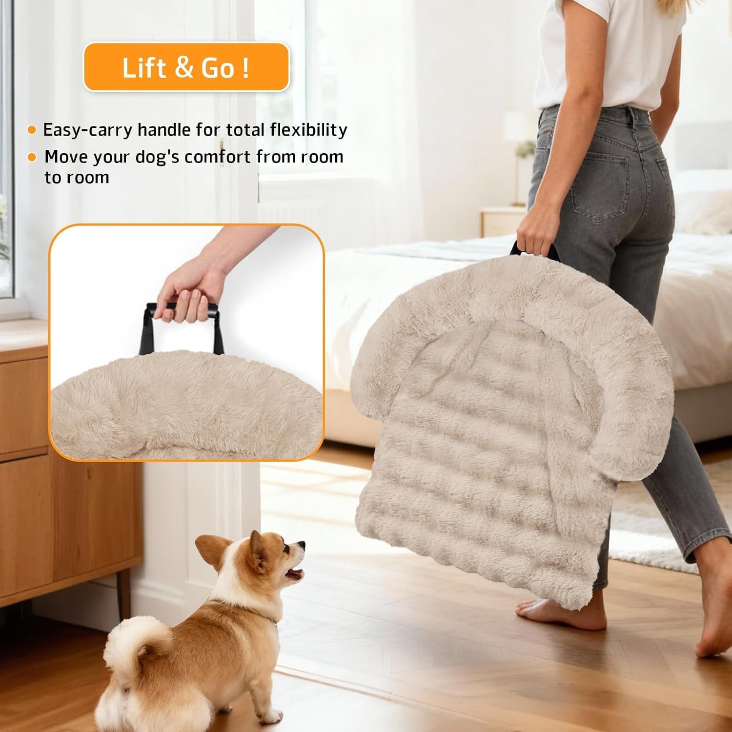 Calming Plush Dog Couch Cover, Washable Sofa Protector Mat - PetOhPets