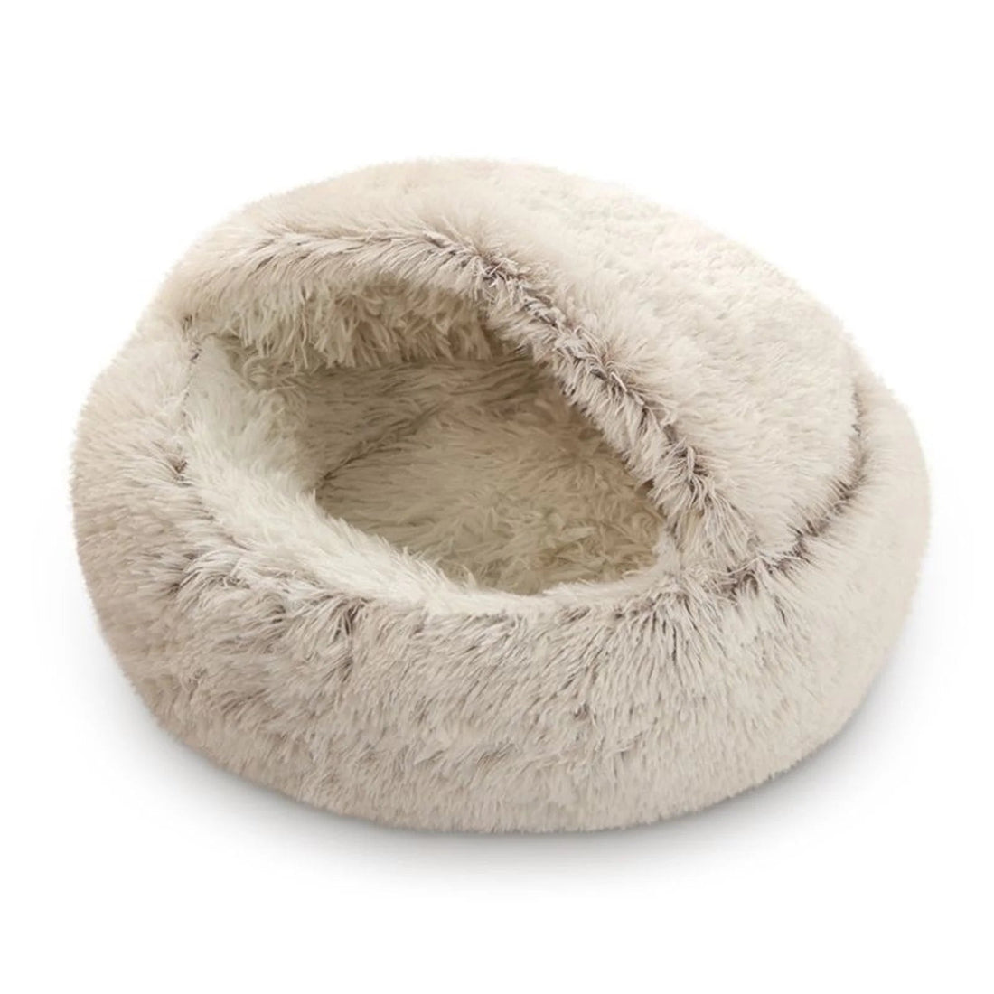 Cat Bed round Plush Hooded Cat Bed Cave, for Indoor Cats or Small Dog Beds, Calming Pet Beds Calm Anti-Nxiety Dog Bed, Waterproof Bottom Washable (16"X16") - PetOhPets