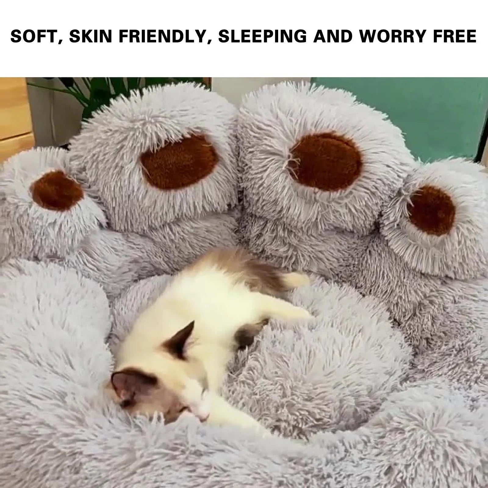 Clearance Dog Bed Cat Pet Sofa Cute Comfortable Cozy Pet Sleeping Beds for Small Dogs and Cats, Soft Fluffy Faux Fur Cat Cushion Dog Bed, Gray, 23.6 Inch - PetOhPets