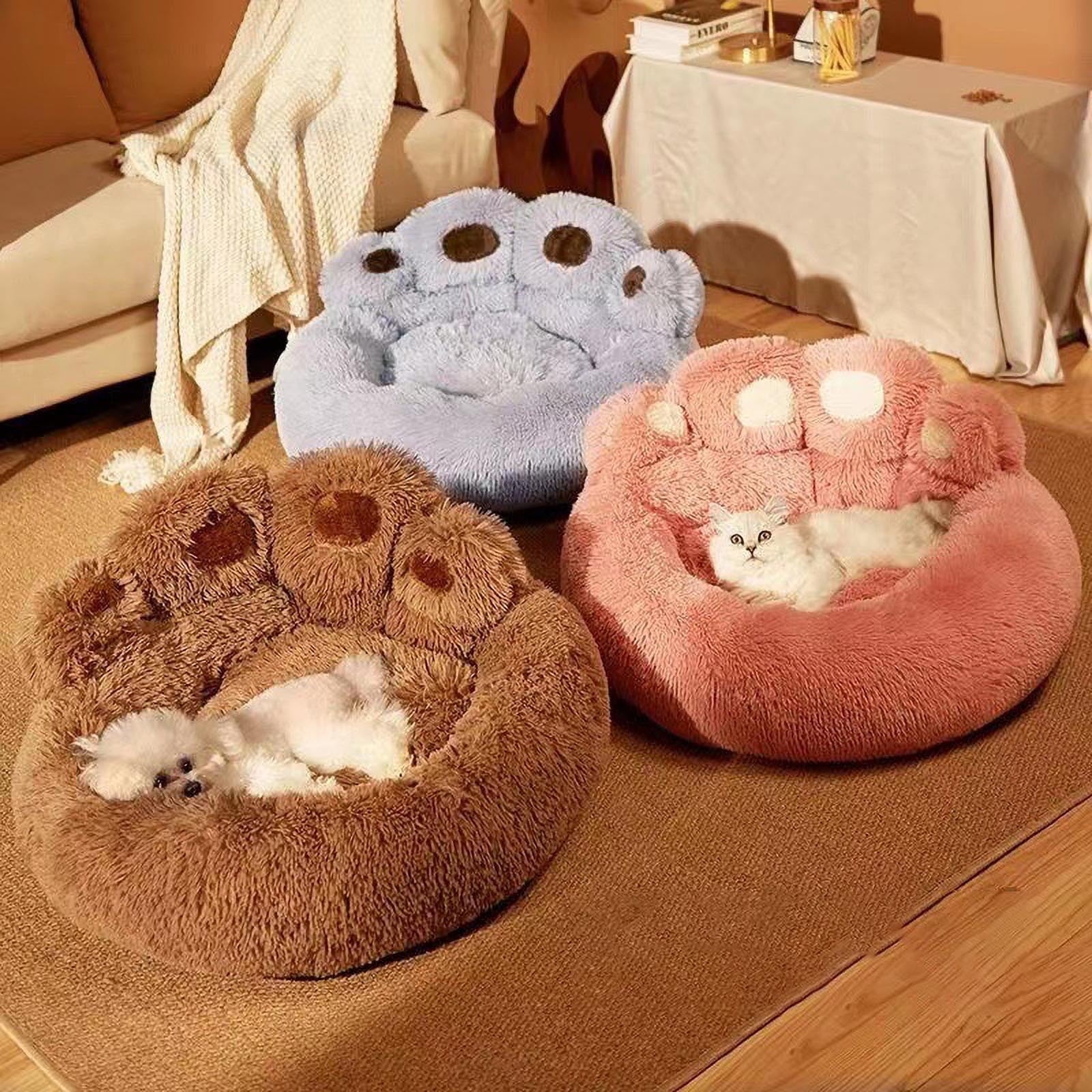 Clearance Dog Bed Cat Pet Sofa Cute Comfortable Cozy Pet Sleeping Beds for Small Dogs and Cats, Soft Fluffy Faux Fur Cat Cushion Dog Bed, Gray, 23.6 Inch - PetOhPets
