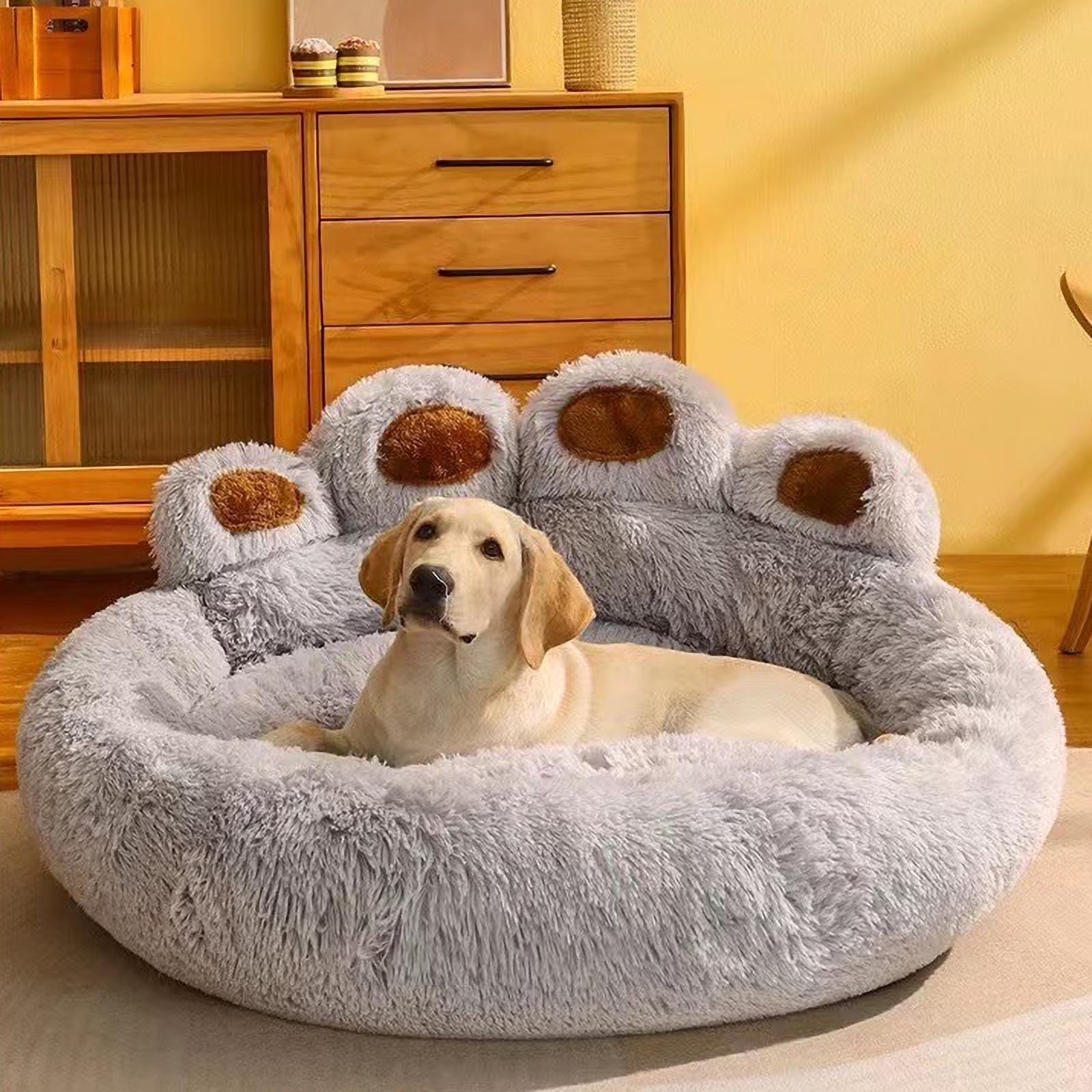 Clearance Dog Bed Cat Pet Sofa Cute Comfortable Cozy Pet Sleeping Beds for Small Dogs and Cats, Soft Fluffy Faux Fur Cat Cushion Dog Bed, Gray, 23.6 Inch - PetOhPets