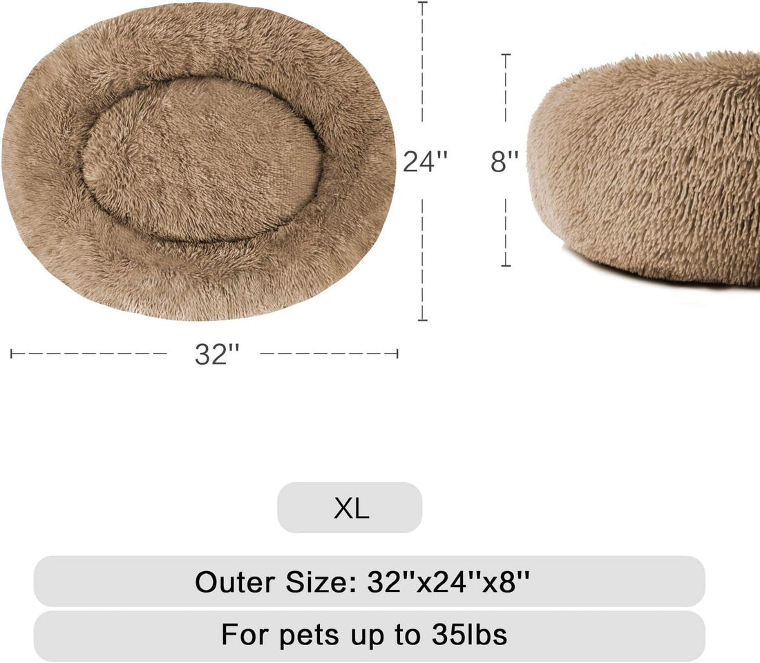 Comfortable round Plush Dog Beds, Calming Dog Bed for Small Medium and Large Dogs - XL - PetOhPets